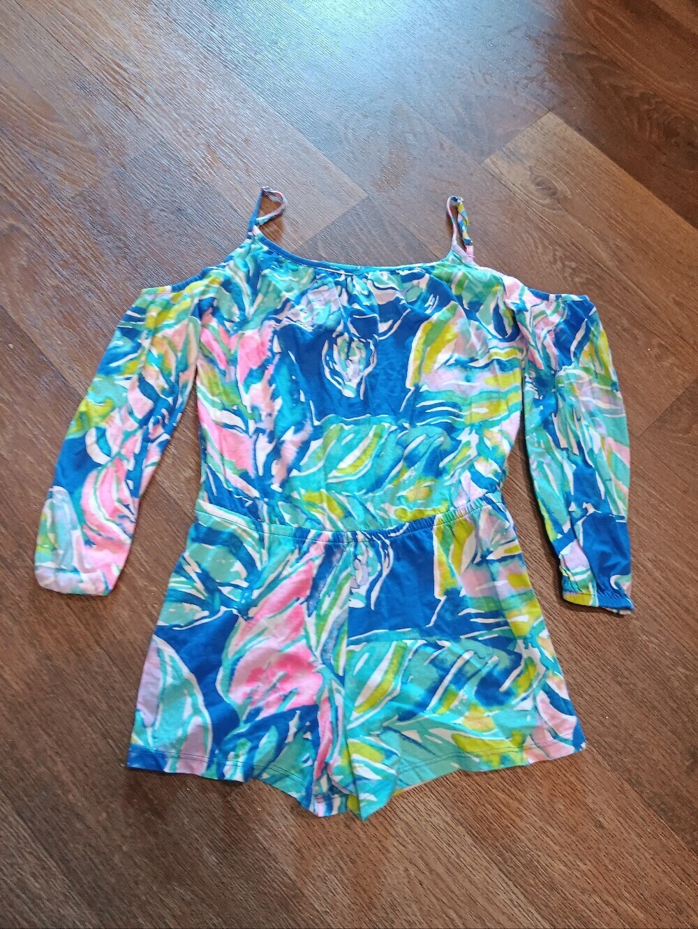 Lilly Pulitzer Girls' Blue Multi Cold-Shoulder Romper